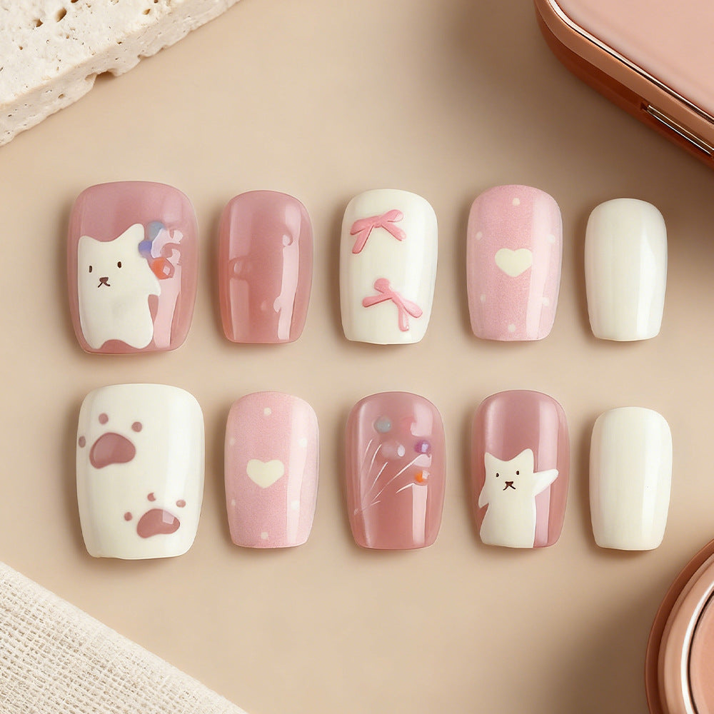 Creative Cat-Themed Press-On Nails Stornfield