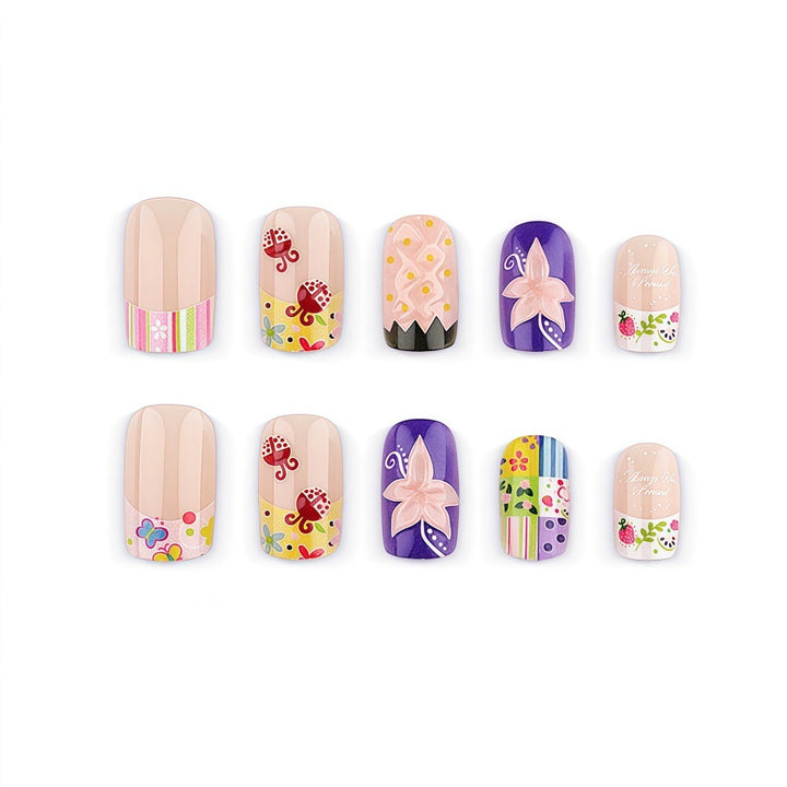 Creative artificial nails with floral and summer motifs Stornfield
