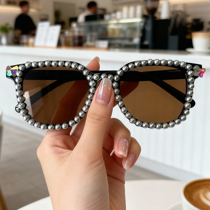 Luxury Pearl-Embellished Cat-Eye Sunglasses Stornfield