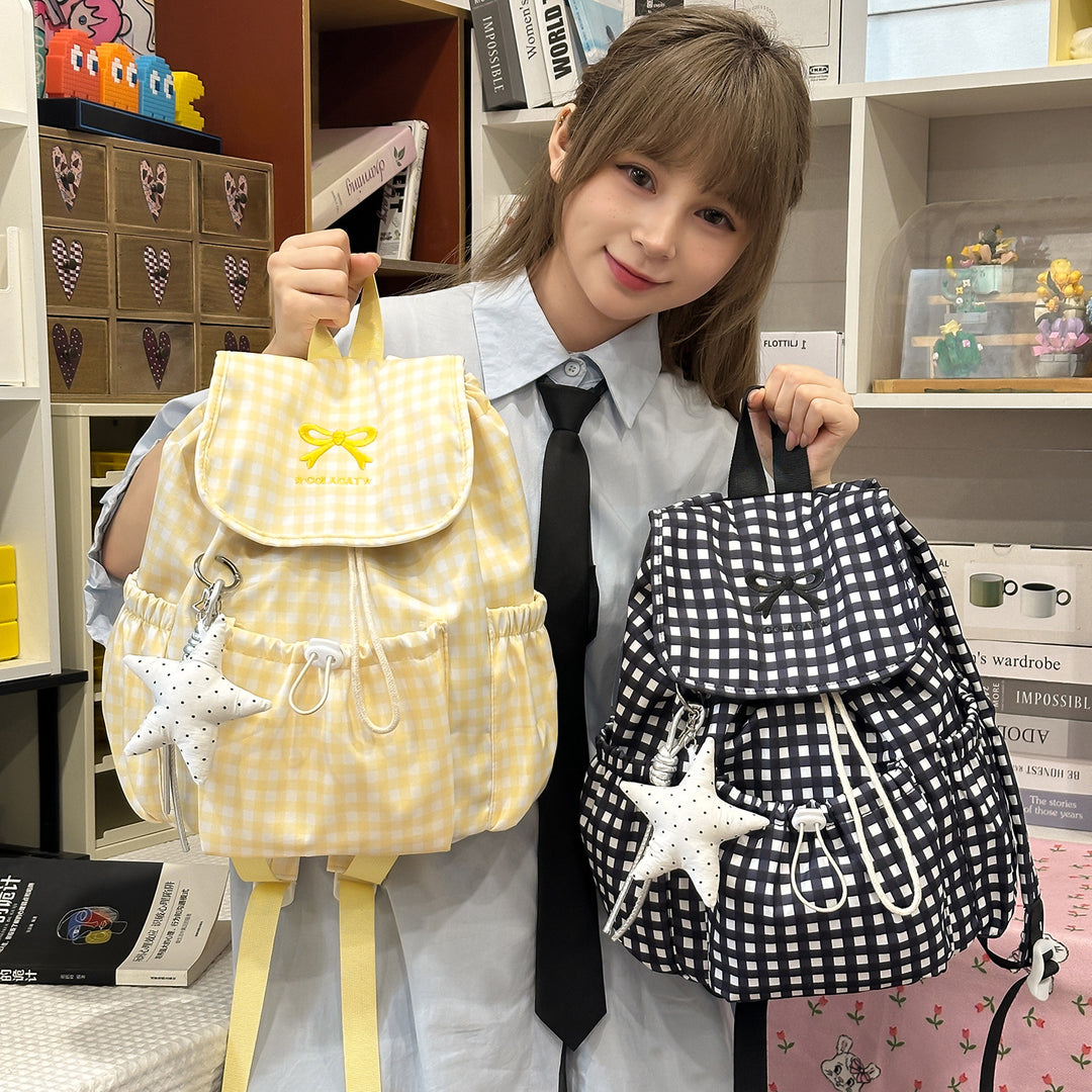 Cute Checked Patterned Drawstring Backpack Stornfield
