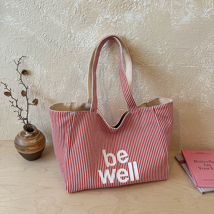 Striped Canvas Tote Bag