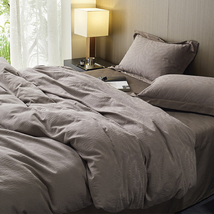 Washed Cotton-Linen Textured Duvet Cover Set with Matelassé Finish and Pillow Shams