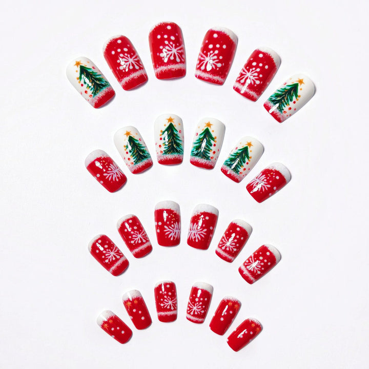 Artificial nails with festive Christmas tree motif Stornfield