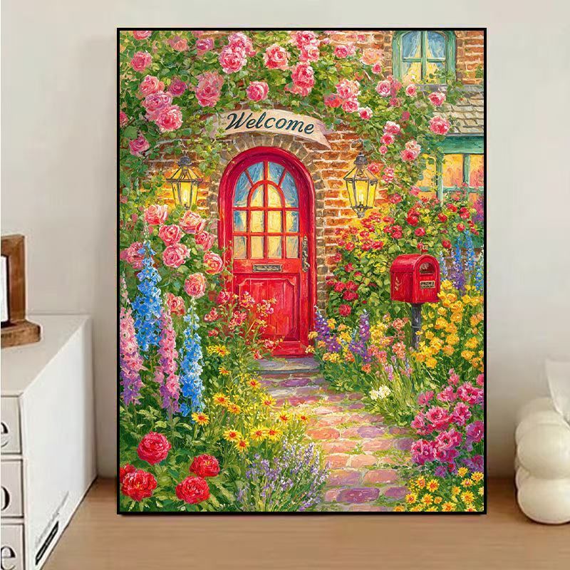 Charming Floral Welcome Canvas Art Stornfield