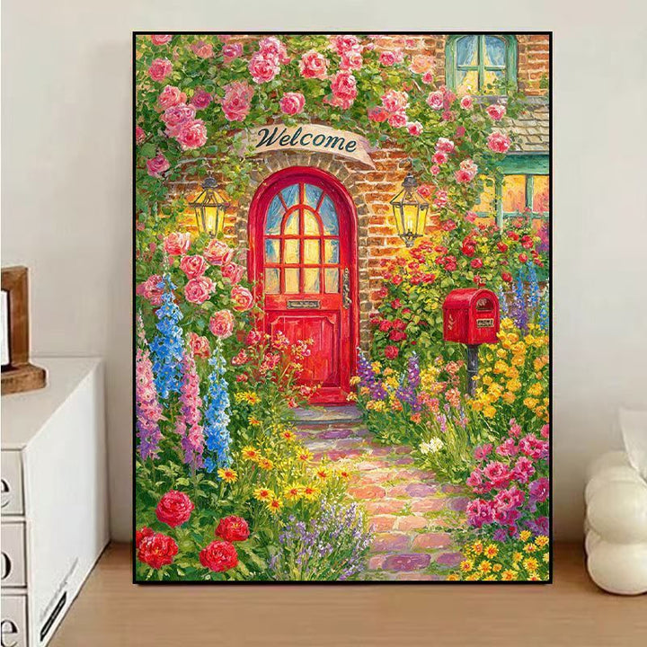 Charming Floral Welcome Canvas Art Stornfield