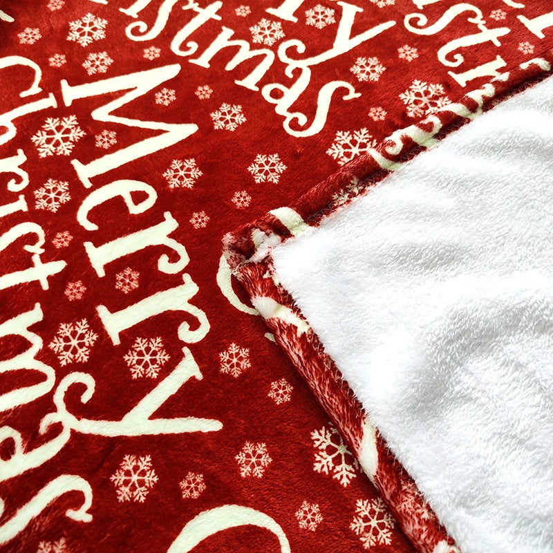 Festive Holiday-Themed Plush Fleece Blanket