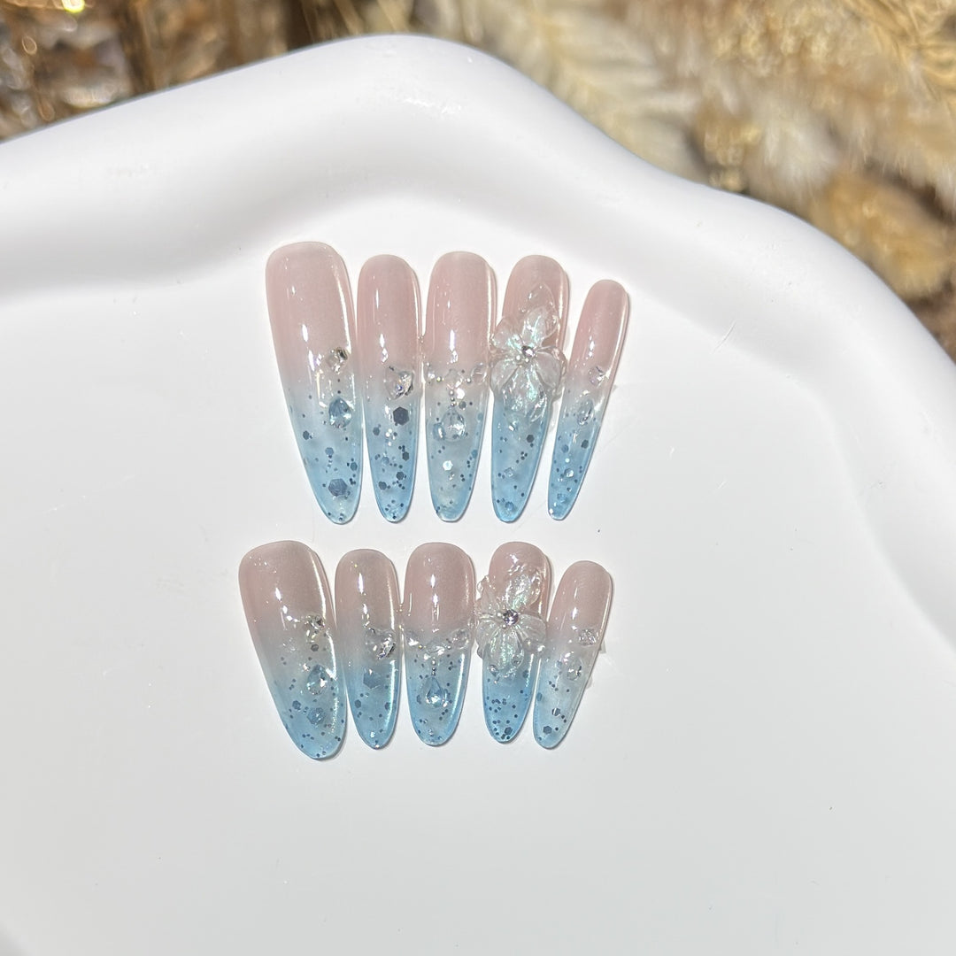 Ombre Floral Press-On Nail Art Set Stornfield