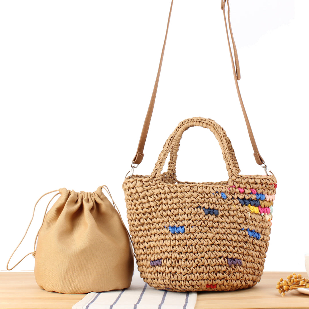 Handbag Made from Handcrafted Natural Material with Colorful Accent Stornfield