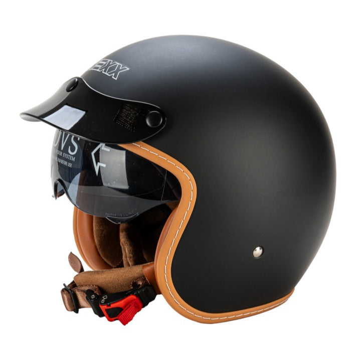 Retro Half-Face Motorcycle Helmet with Visor Stornfield