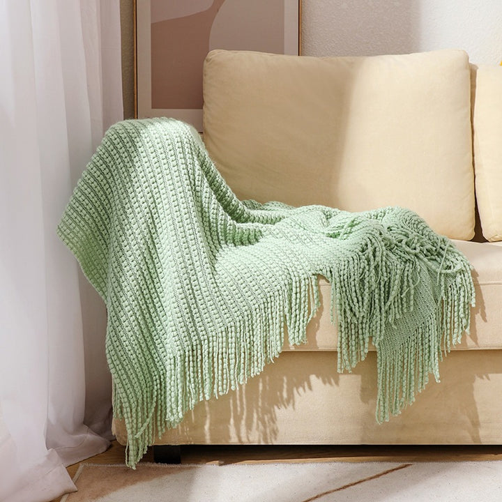 Textured Tassel Throw Blanket