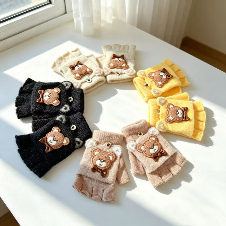 Cute Bear-Themed Fingerless Gloves Stornfield
