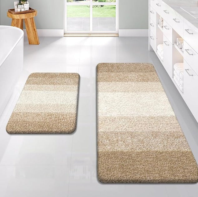 Soft Striped Bath Mat Set