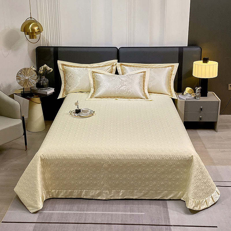 Quilted Microfiber Matelassé Bedspread with Satin Border & Matching Pillow Shams