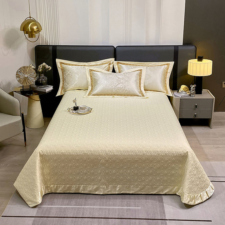 Quilted Microfiber Matelassé Bedspread with Satin Border & Matching Pillow Shams