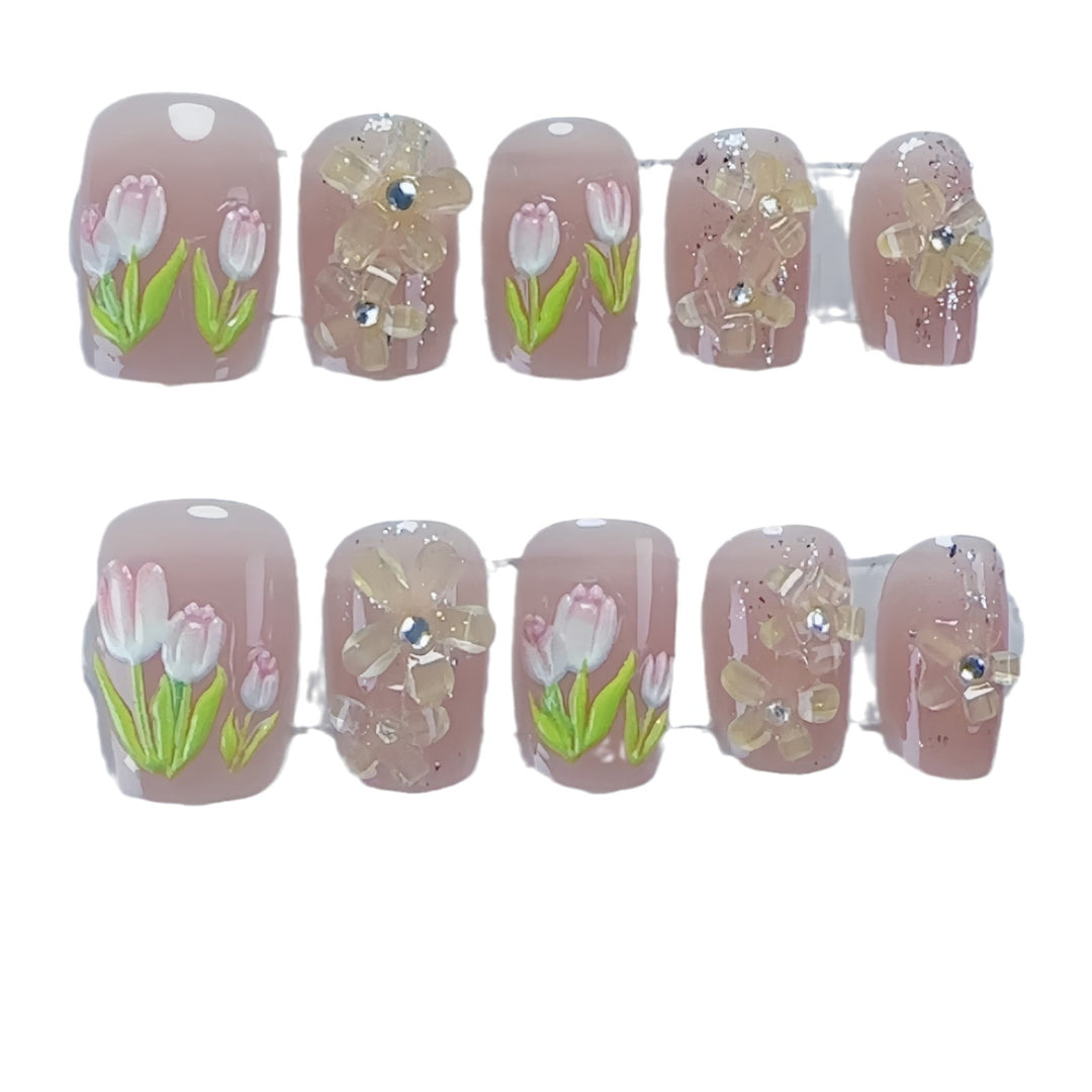 Floral Art Press-On Nail Set Stornfield