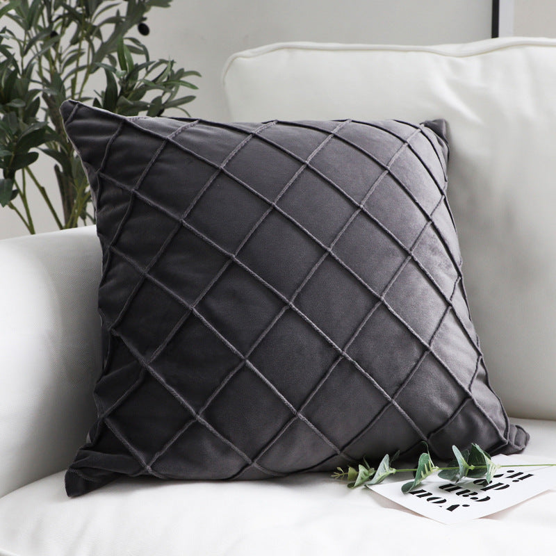 Square velvet cushion cover with quilted diamond texture Stornfield