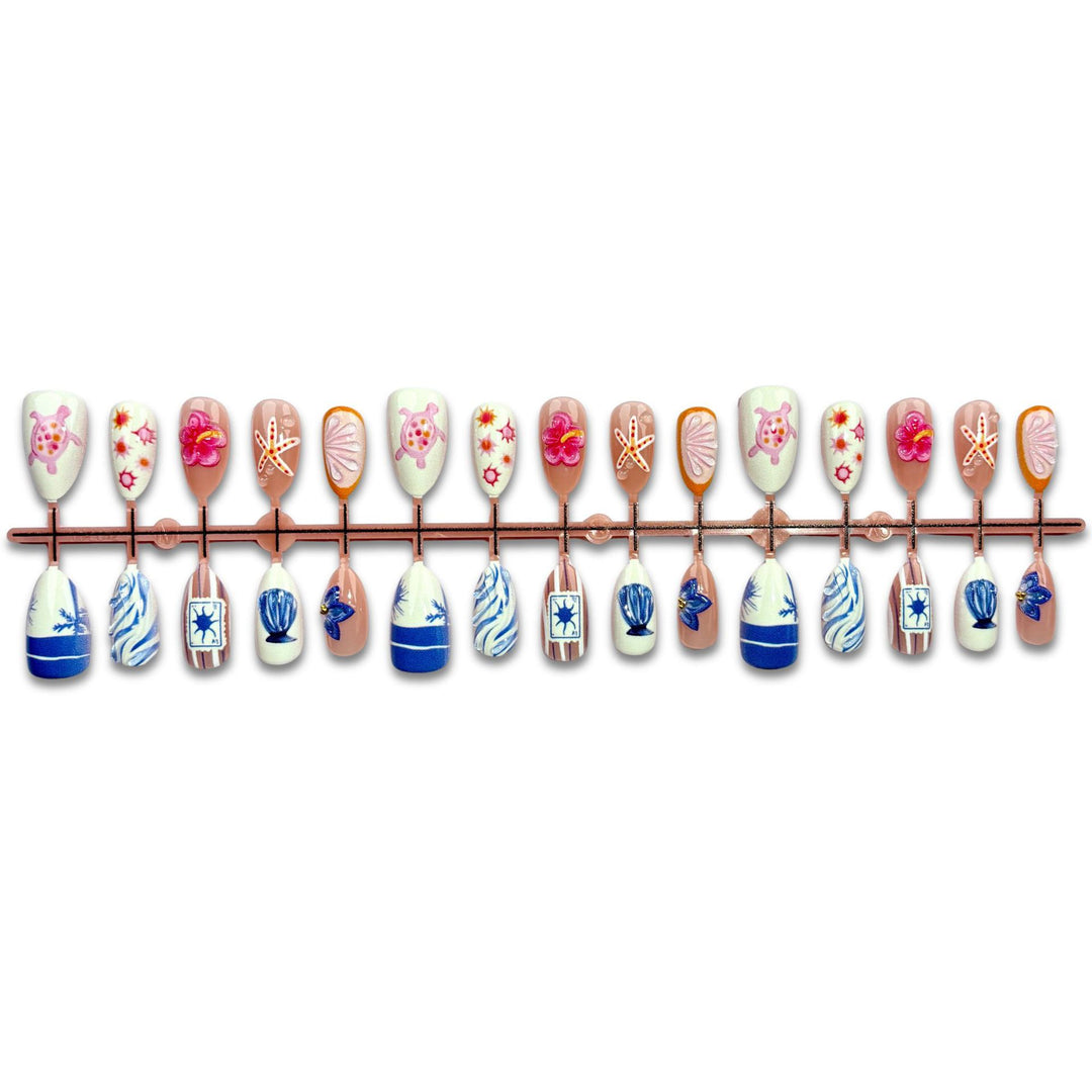 Ocean-Themed Decorative Press-On Nail Set