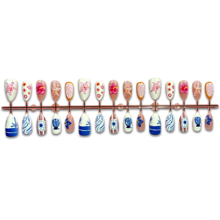 Ocean-Themed Decorative Press-On Nail Set