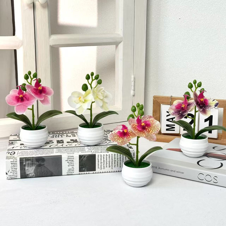 Lifelike Artificial Orchid Plant Arrangement for Indoor Decor