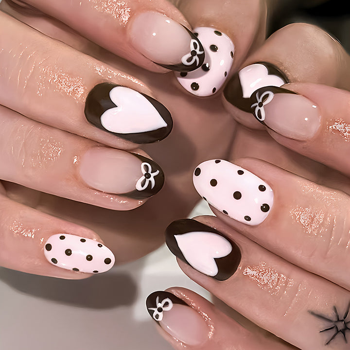 Artistic Heart-Themed Press-On Nail Set Stornfield