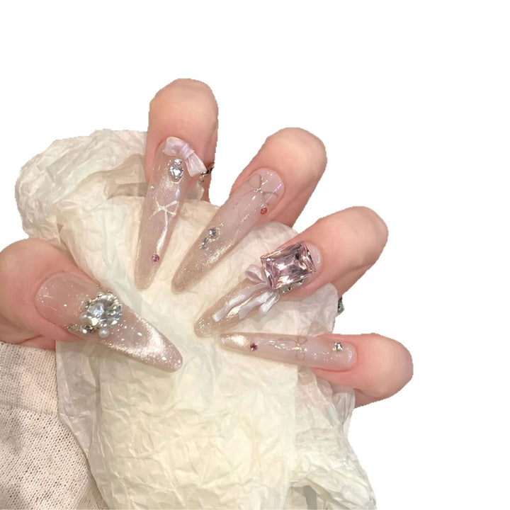 Ornate Rhinestone-Embellished Stiletto Press-On Nails Stornfield