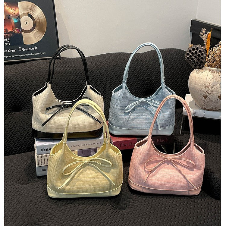 Elegant Bow-Accent Handheld Shoulder Bag
