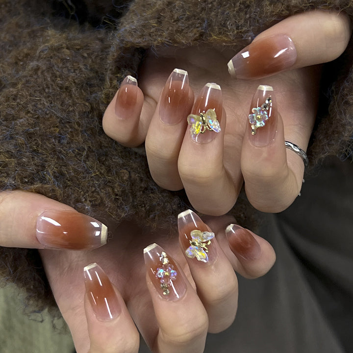 Artful Nail Extensions with intricate flower and glitter details Stornfield