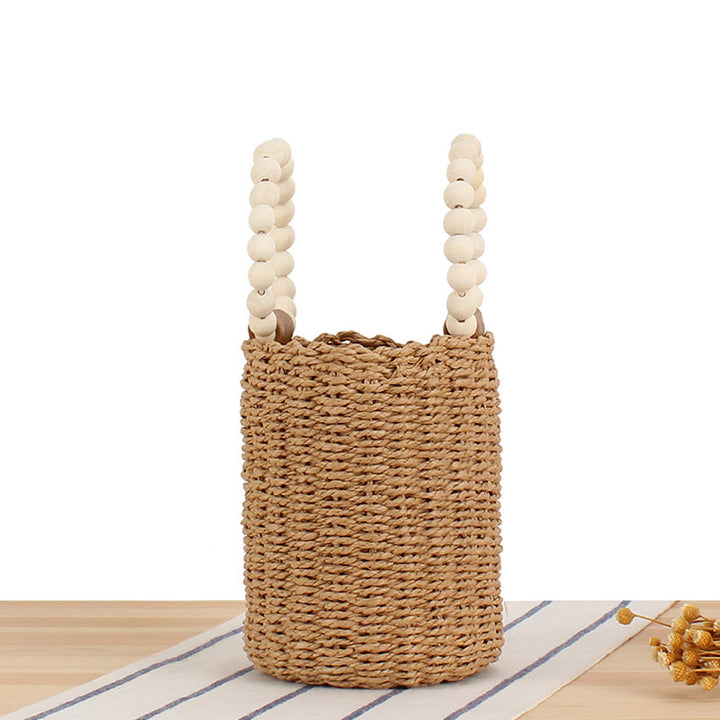 Handbag Made of Hand-Crafted Natural Wicker with Elegant Wooden Handle Stornfield