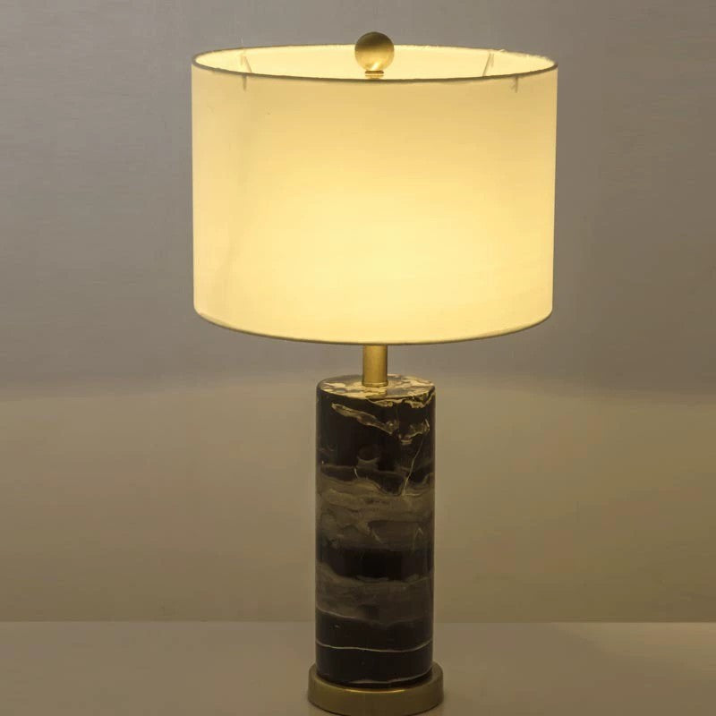 Marble Base Table Lamp with Elegant Fabric Shade