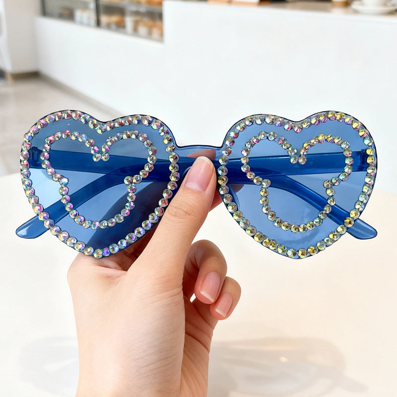 Rhinestone-Accented Heart-Shaped Sunglasses Stornfield 1787141236