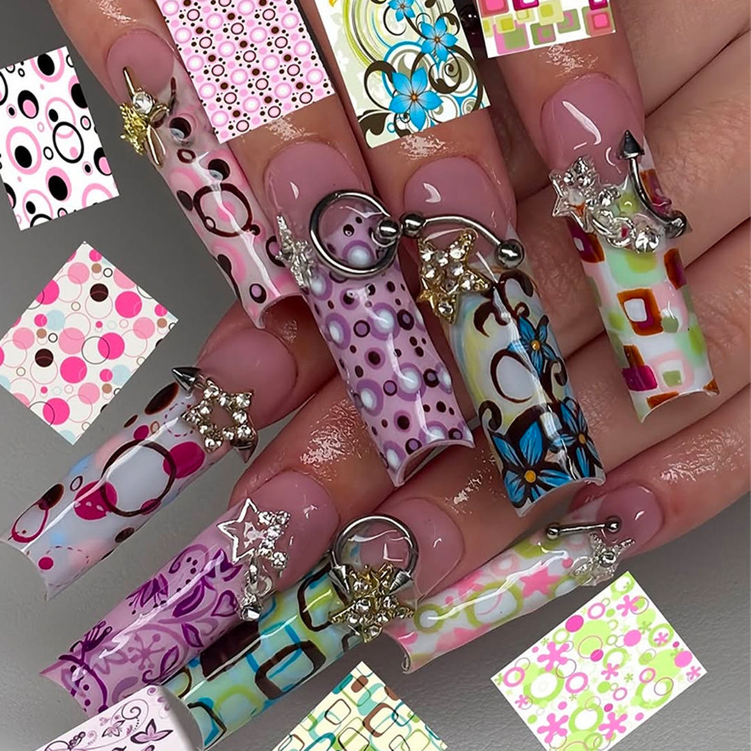 Artificial nails with creative 3D elements and playful patterns Stornfield