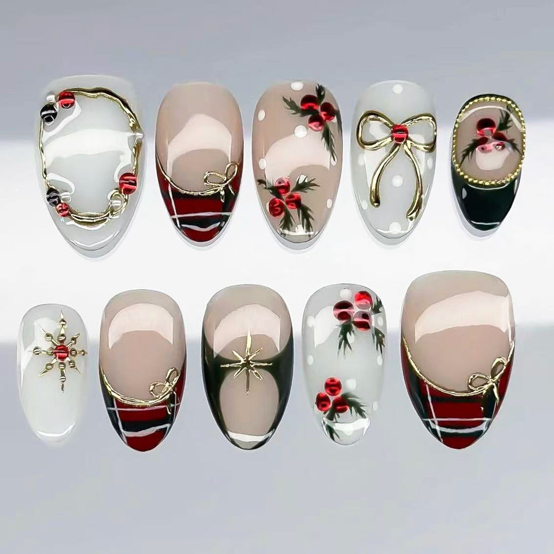 Artistic Floral-Decorated Press-On Nail Art Set