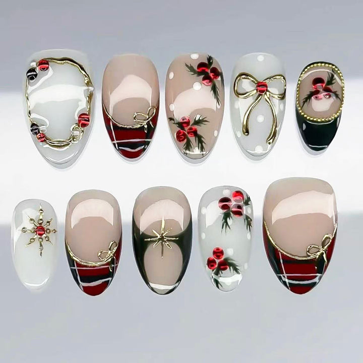 Artistic Floral-Decorated Press-On Nail Art Set
