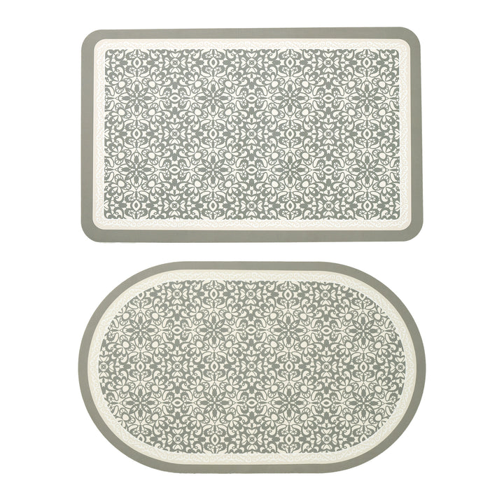 Stornfield Bath Mat Set made of soft microfiber with non-slip latex backing and delicate ornamental print