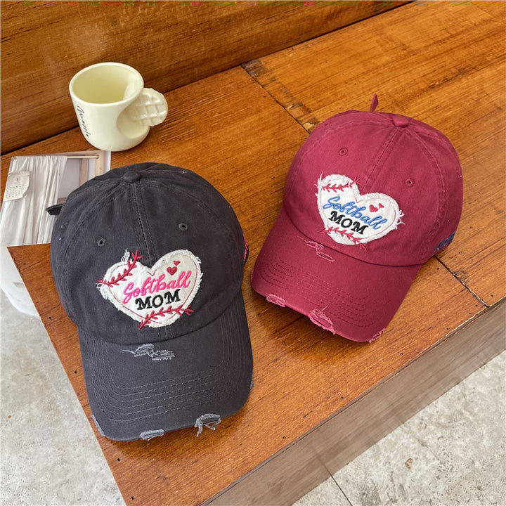 Women's Distressed Softball Mom Patch Baseball Cap Stornfield
