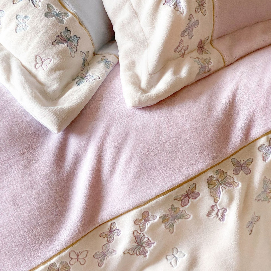 Embroidered Butterfly Cotton Sateen Duvet Cover Set with Pillow Shams