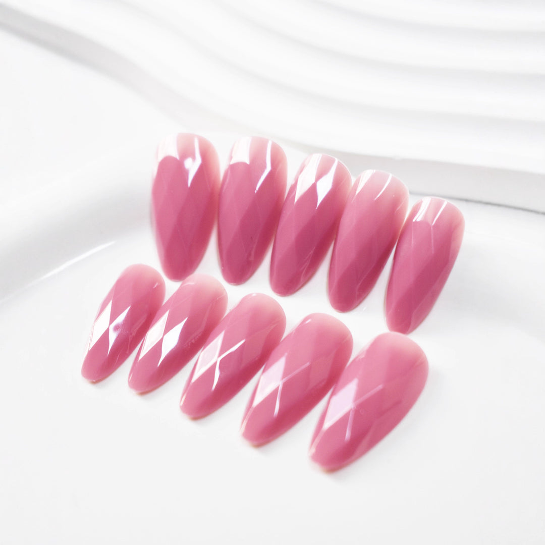 Premium Glossy Diamond-Shaped Press-On Nails Stornfield
