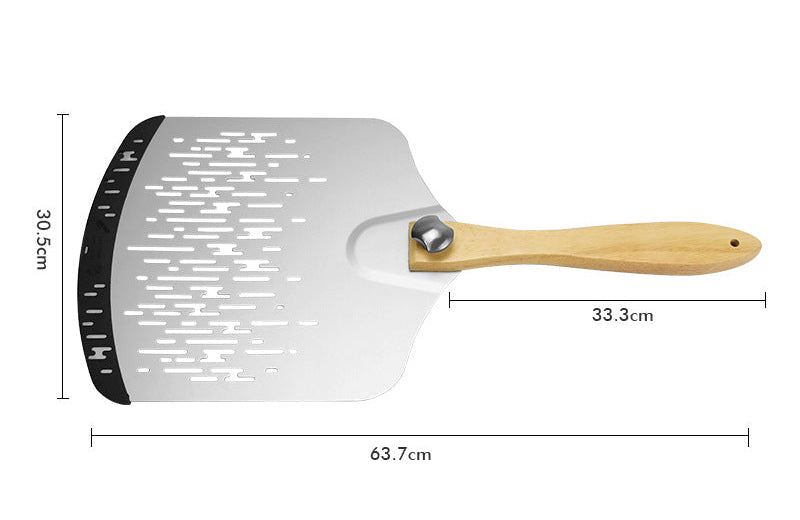 Perforated Stainless Steel Pizza Peel with Ergonomic Wooden Handle Stornfield