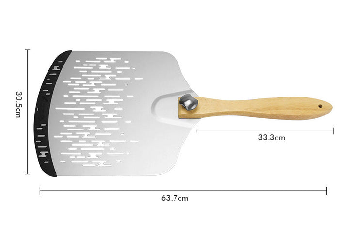 Perforated Stainless Steel Pizza Peel with Ergonomic Wooden Handle Stornfield