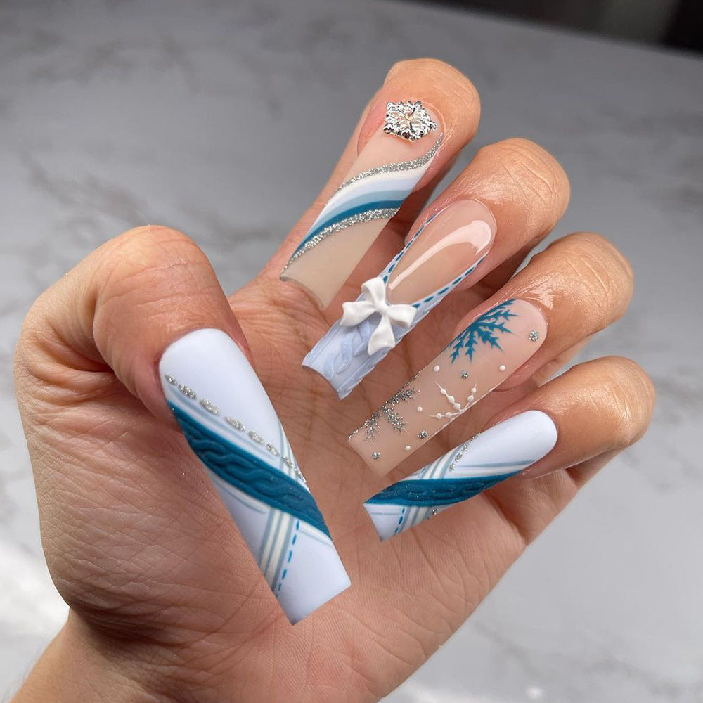 Premium Nail Extensions with Luxurious Winter Design Stornfield
