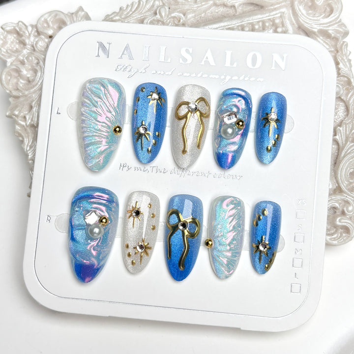 Intricate Gem-Embellished Press-On Nail Set