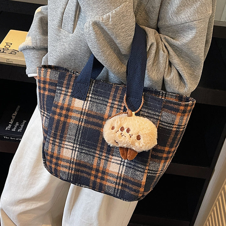 Casual Plaid Shopping Tote