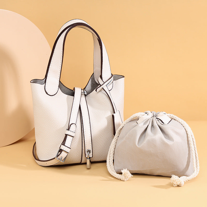 Dual-Compartment Textured Leather Tote Bag Stornfield