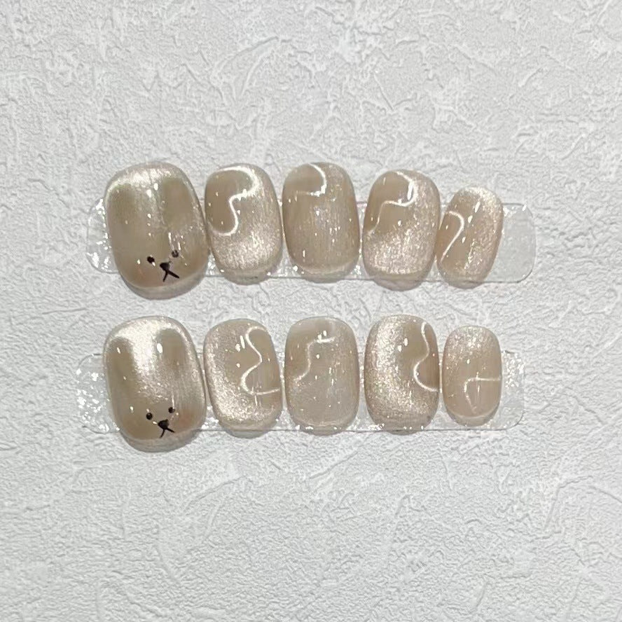 Playful Animal-Themed Press-On Nail Set Stornfield