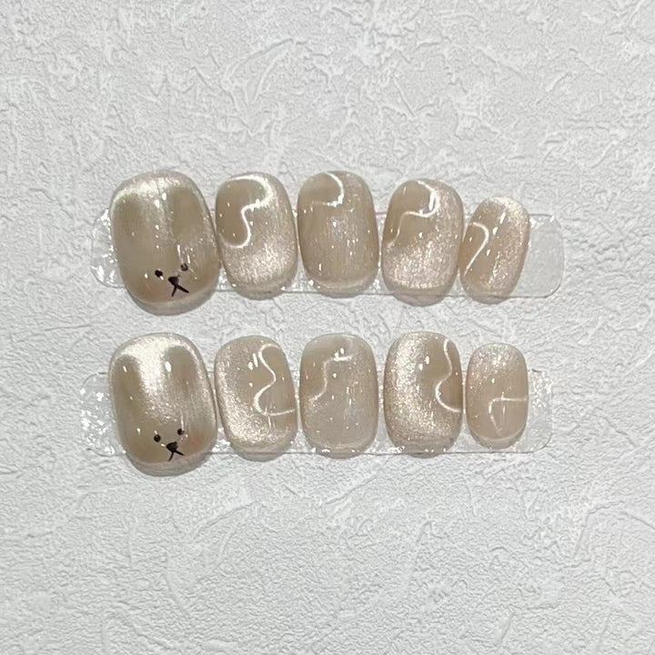 Playful Animal-Themed Press-On Nail Set Stornfield