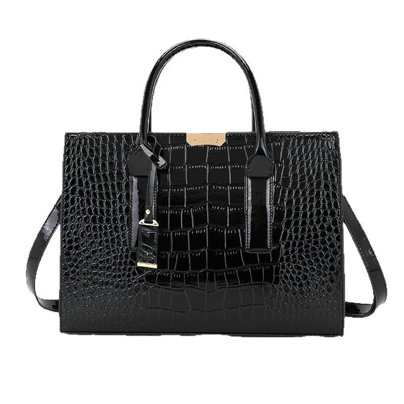 Crocodile-Effect Structured Tote Bag