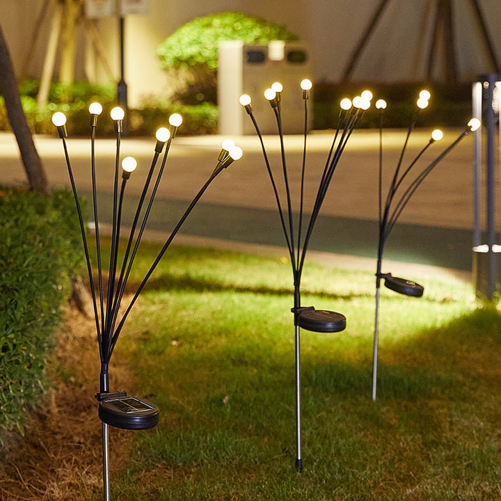 Solar LED Dandelion Garden Stake Lights With Flexible Multi-Head Stems And Integrated Solar Panel Stornfield