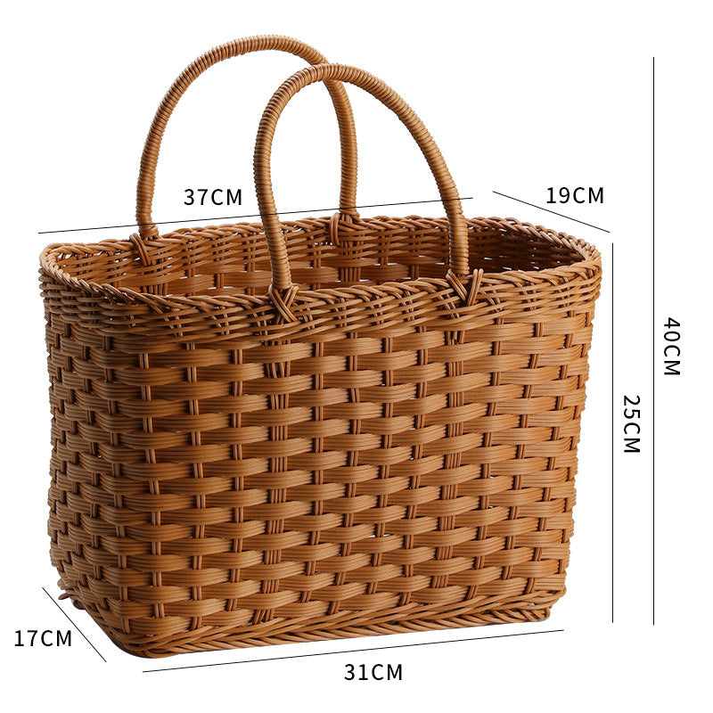 Unisex Handwoven Shopping Basket with Two Handles Stornfield