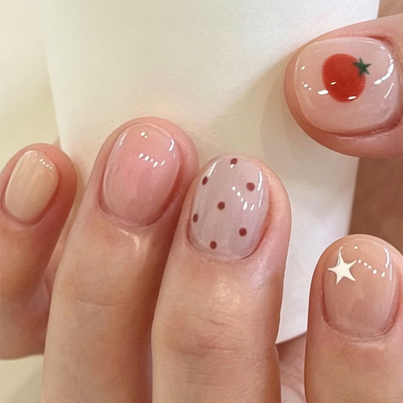 Artistic Press-On Nail Set with Fun Fruit and Dot Designs Stornfield