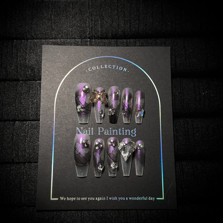 Artistic 3D Gemstone Press-On Nails
